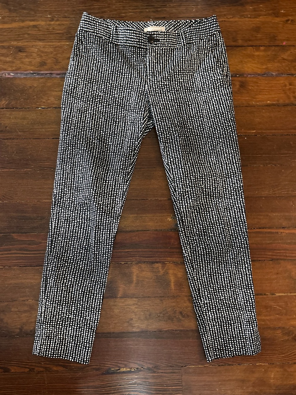 Banana republic black white dot patterned pink pants trousers size 8